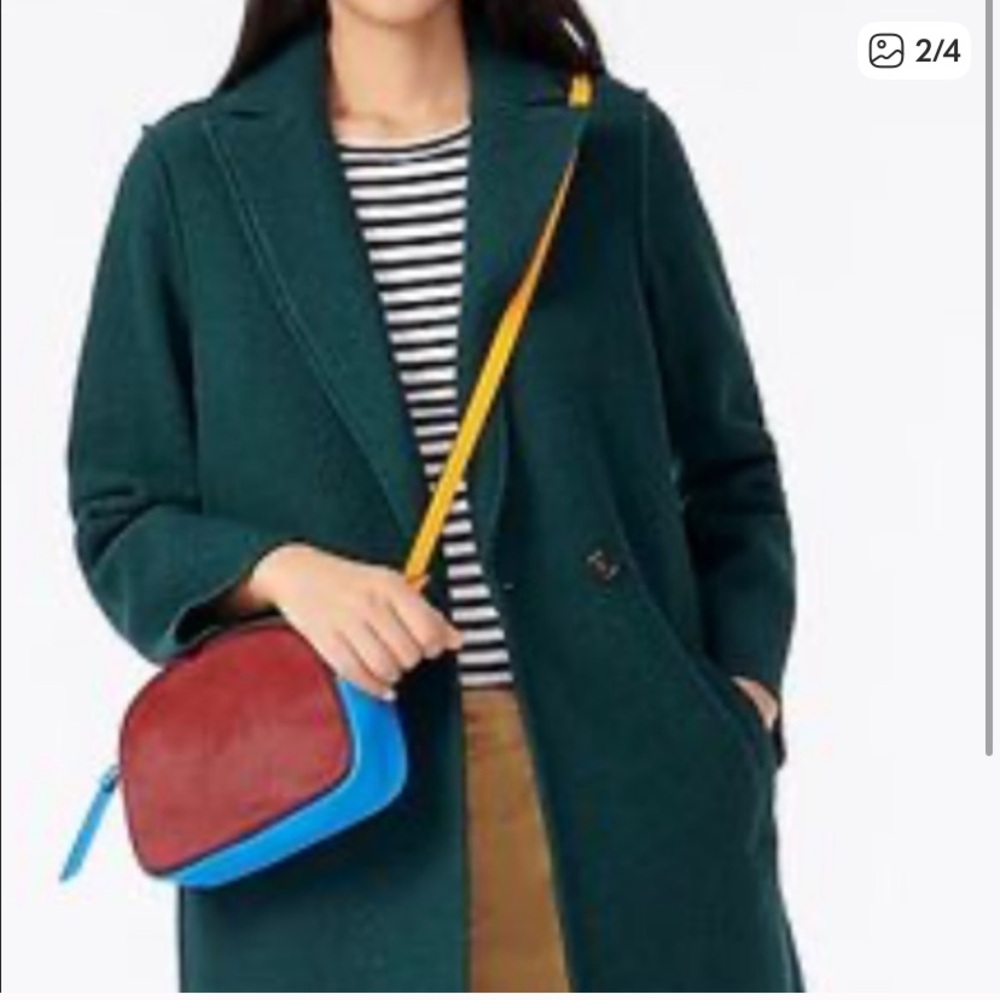 J.Crew The Daphne Topcoat in Italian Boiled Wool in Dark Green 00